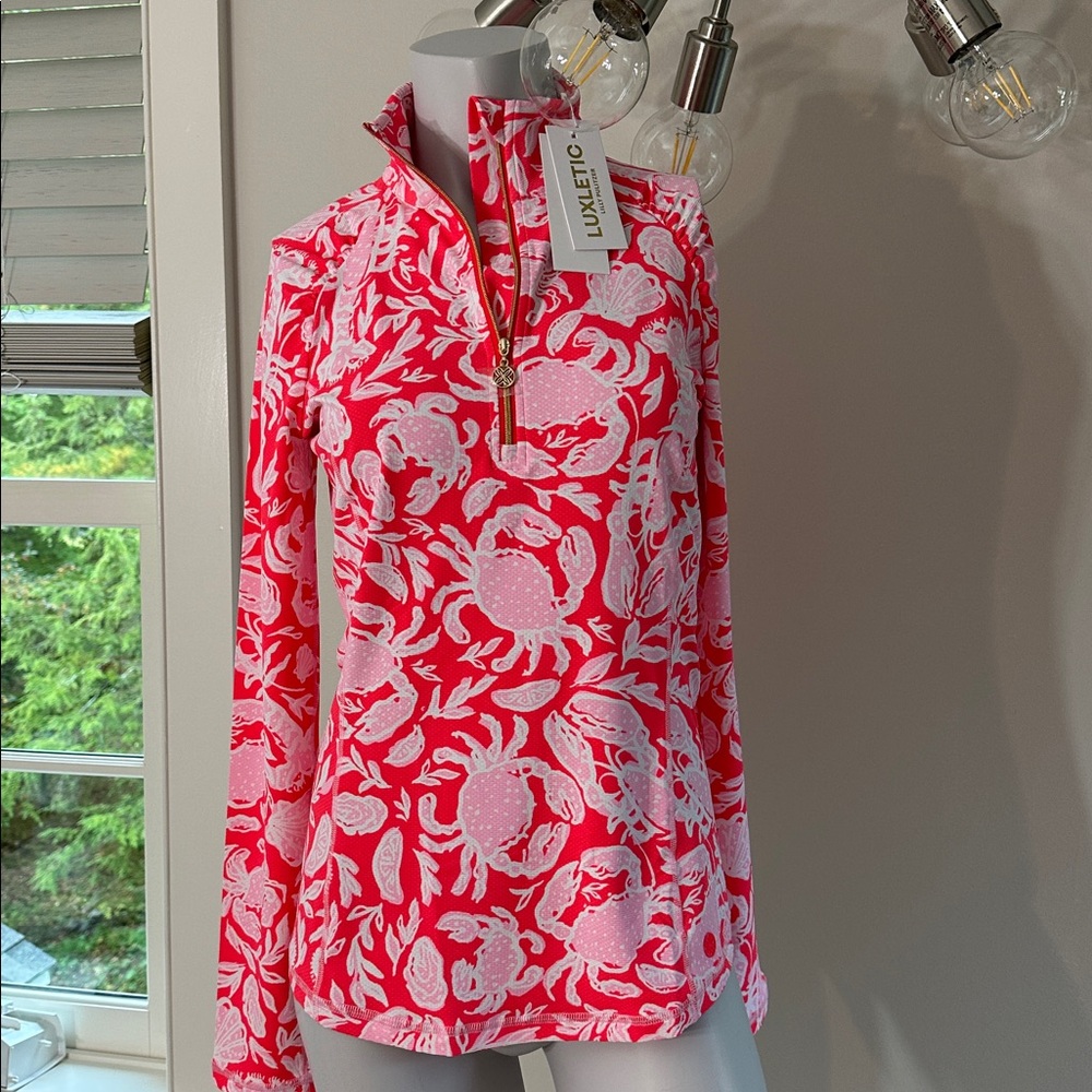 Lilly Pulizter SMALL Justine Luxletic Half Zip Pullover UPF  UPF 50+ Fitted